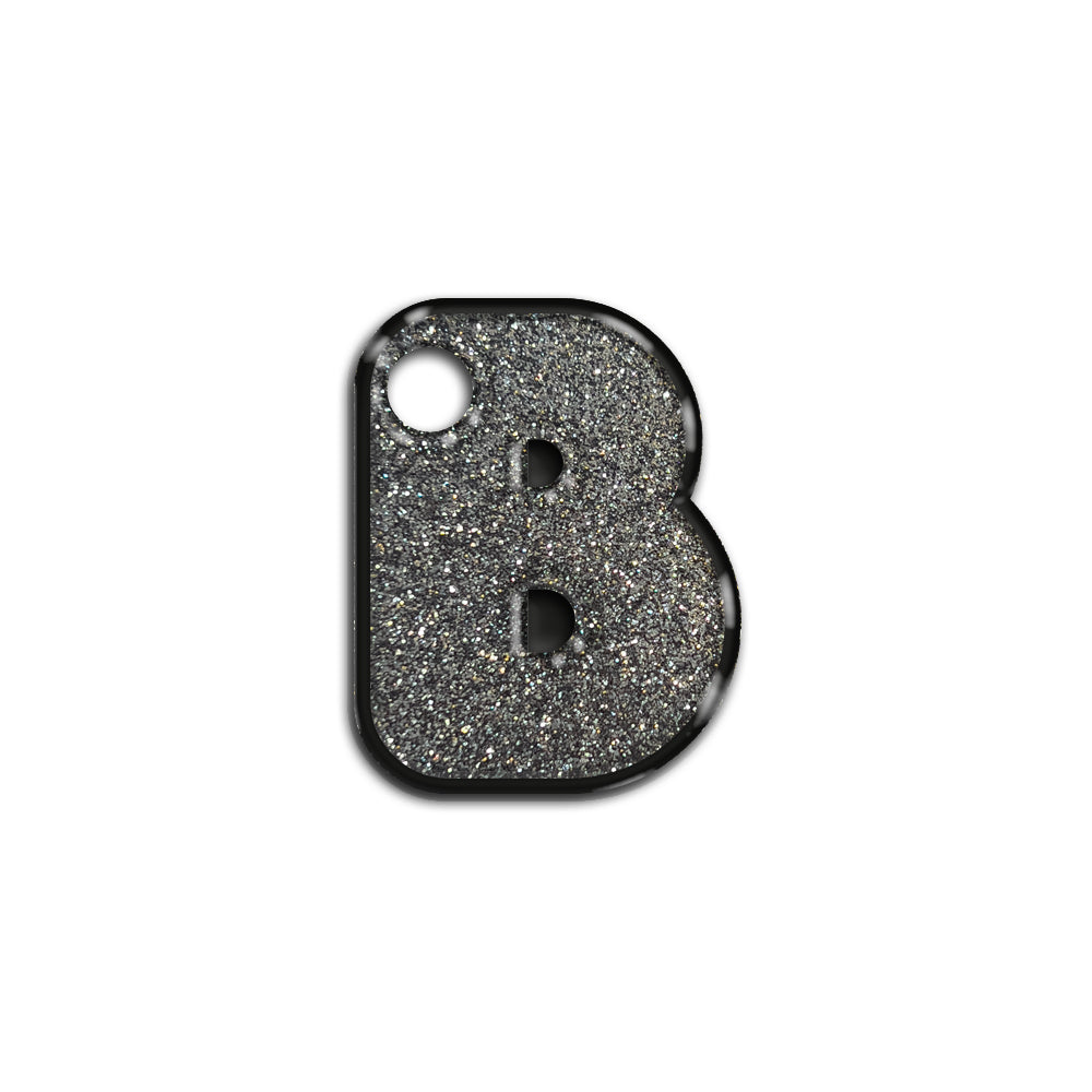 B Harfi Rounded Gri Glitter | İsimlik