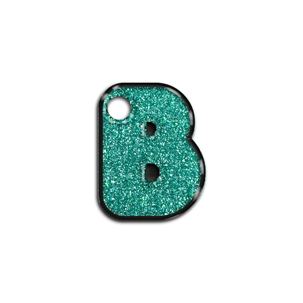 B Harfi Rounded Su Yeşil Glitter | İsimlik