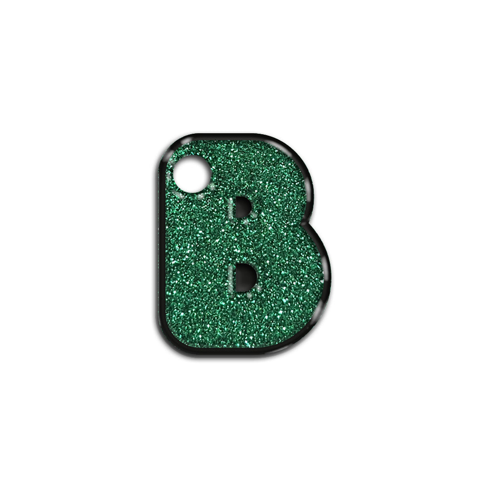 B Harfi Rounded Yeşil Glitter | İsimlik