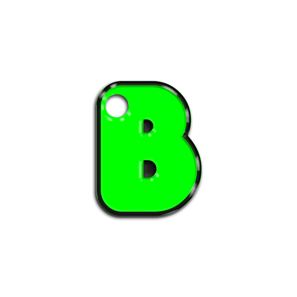 B Harfi Rounded Yeşil Neon | İsimlik