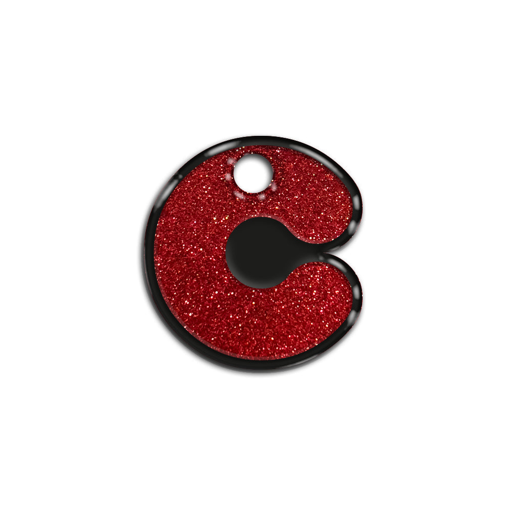 C Harfi Rounded Red Glitter | İsimlik