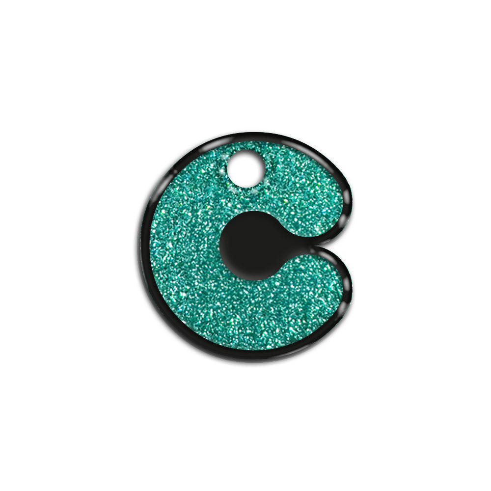 C Harfi Rounded Su Yeşil Glitter | İsimlik