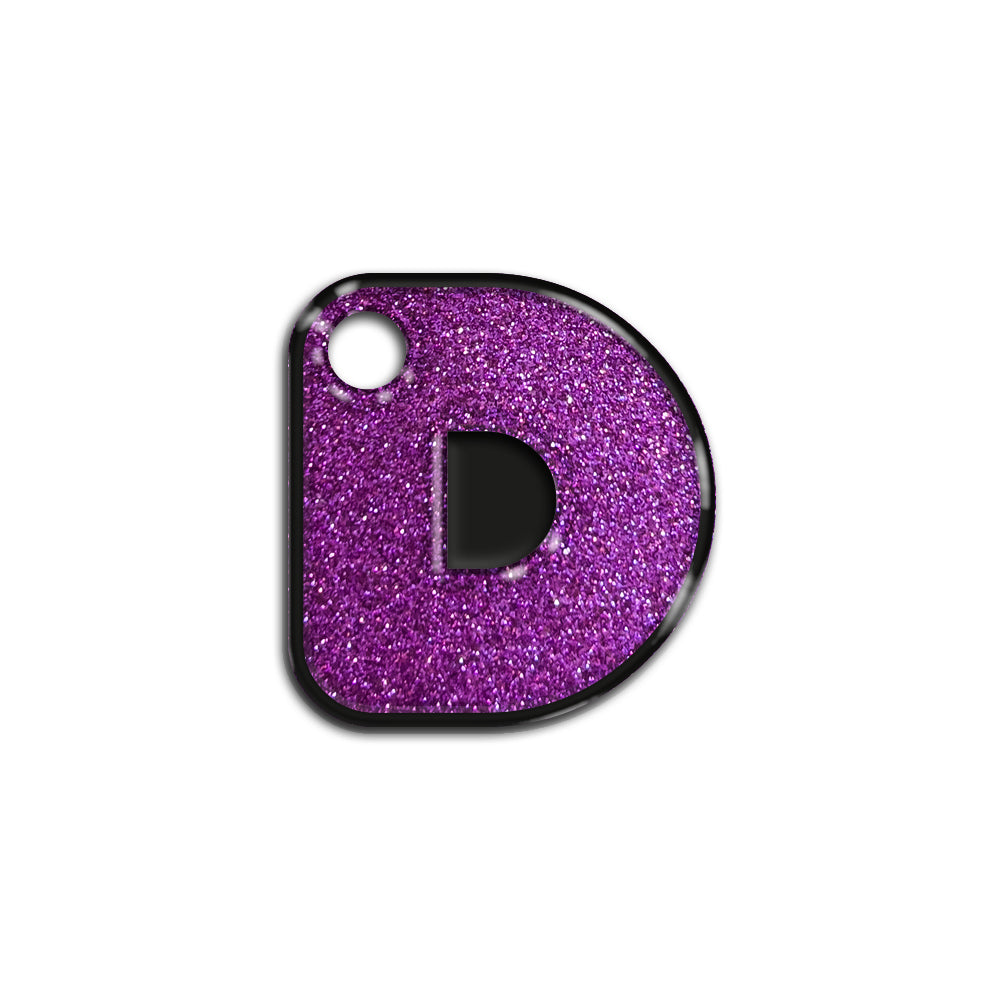 D Harfi Rounded Mor Glitter | İsimlik