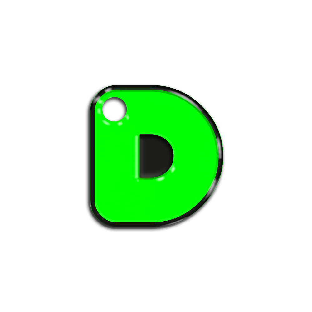 D Harfi Rounded Yeşil Neon | İsimlik