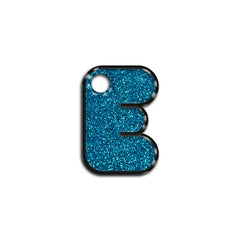 E Harfi Rounded Mavi Glitter | İsimlik