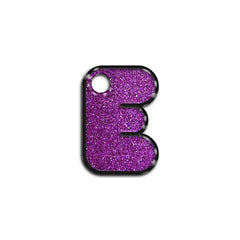 E Harfi Rounded Mor Glitter | İsimlik