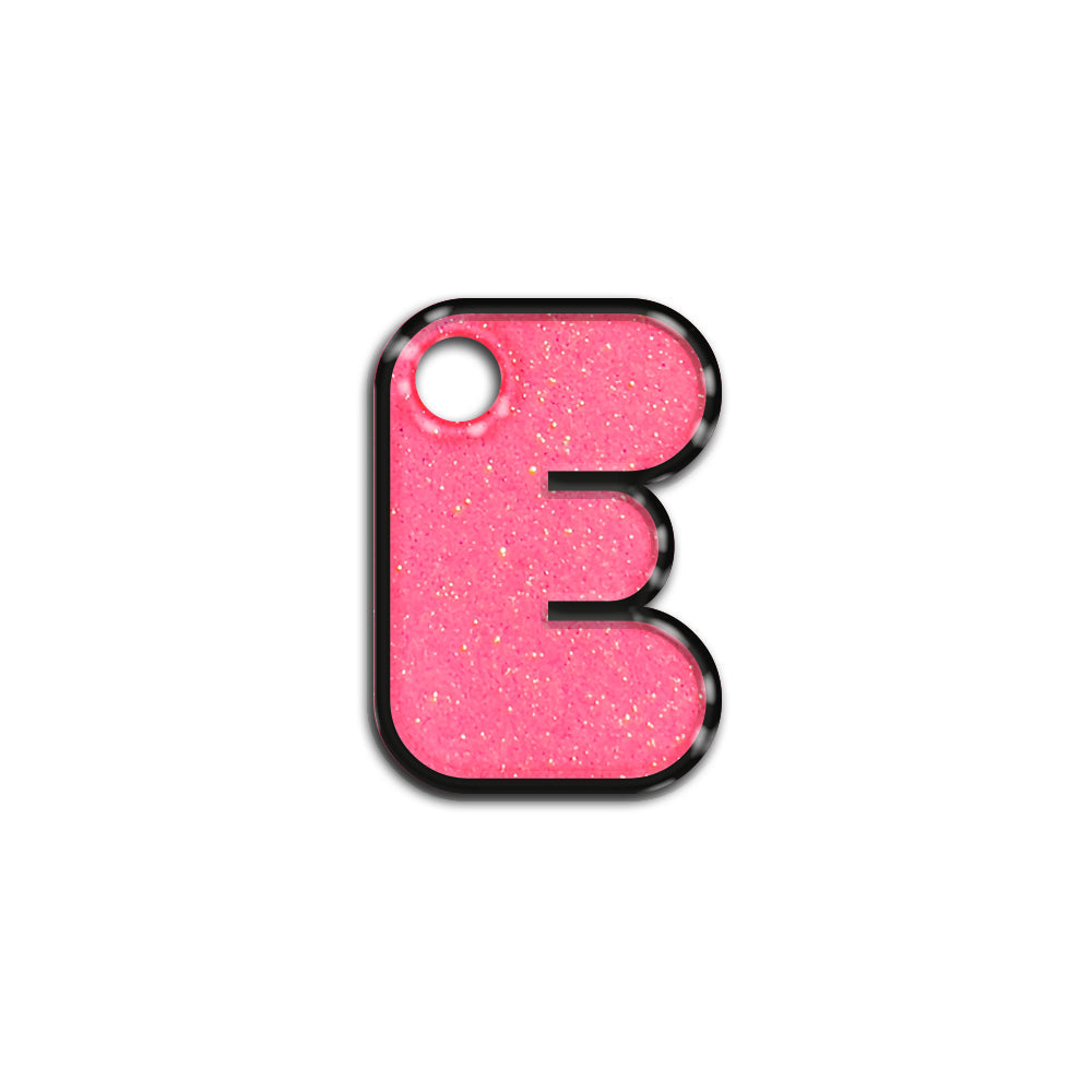 E Harfi Rounded Şeker Pembe Glitter | İsimlik