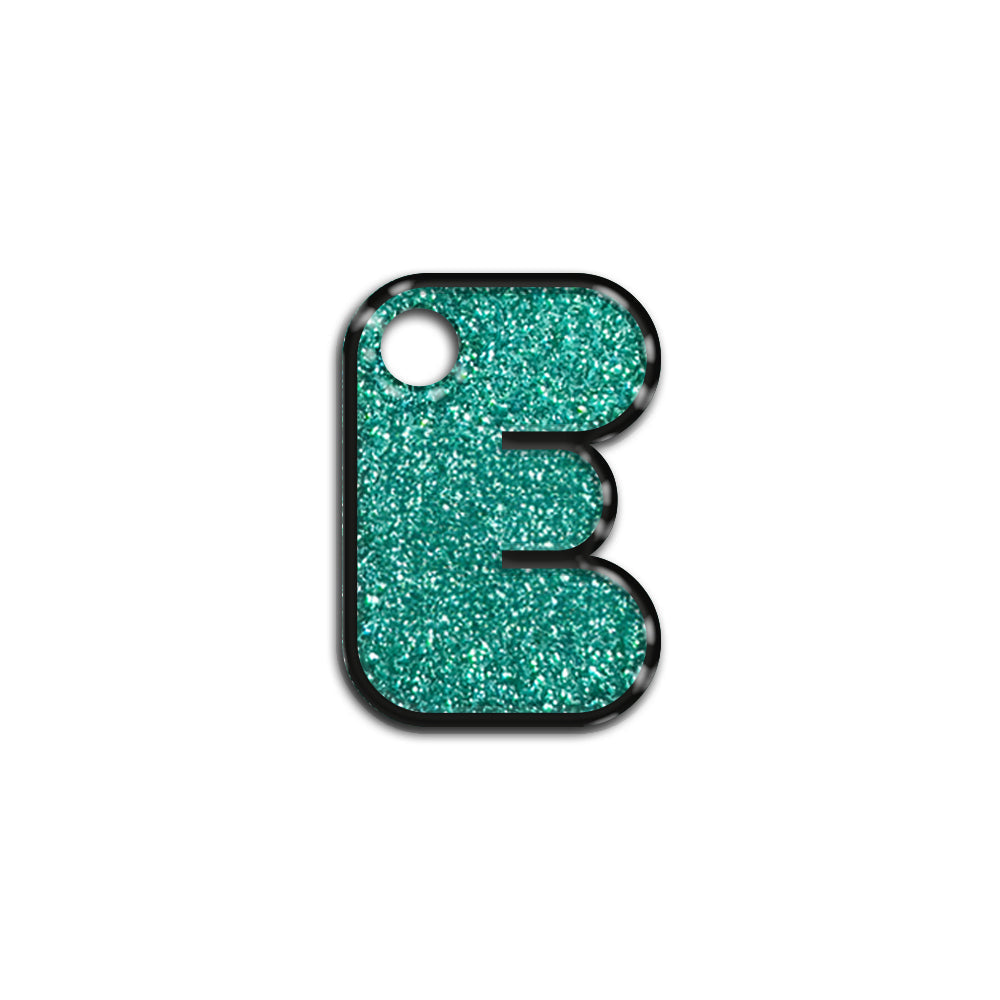 E Harfi Rounded Su Yeşil Glitter | İsimlik