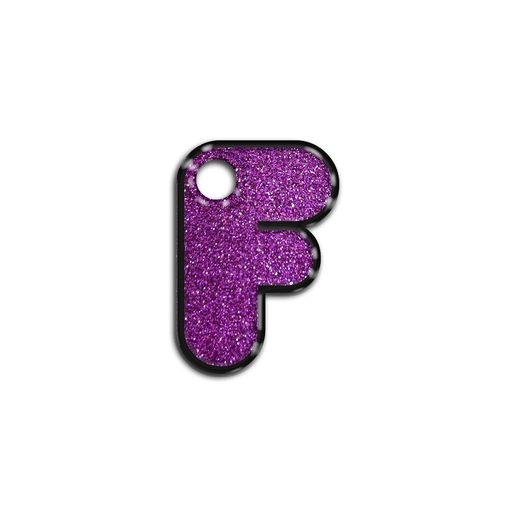 F Harfi Rounded Mor Glitter | İsimlik