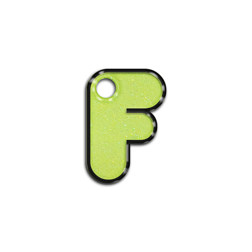 F Harfi Rounded Sarı Glitter | İsimlik