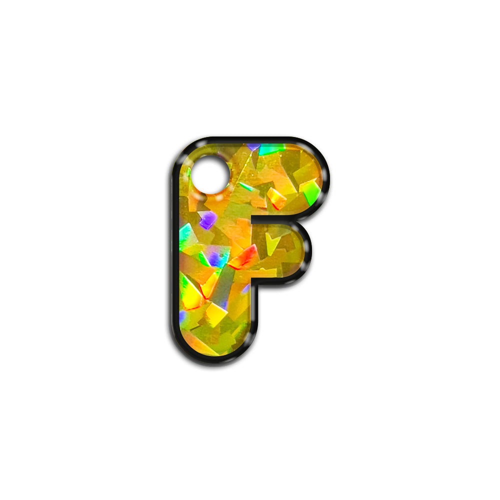 F Harfi Rounded Sarı Holo | İsimlik