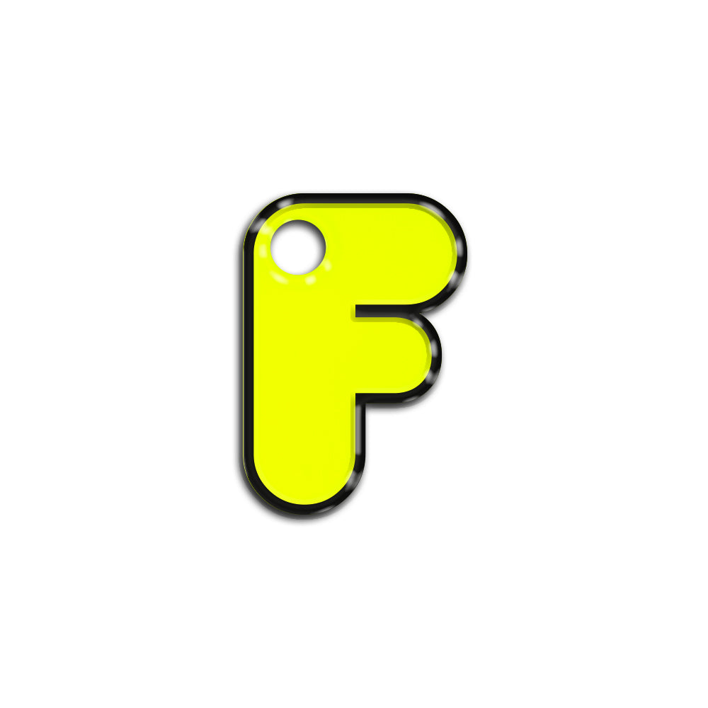 F Harfi Rounded Sarı Neon | İsimlik