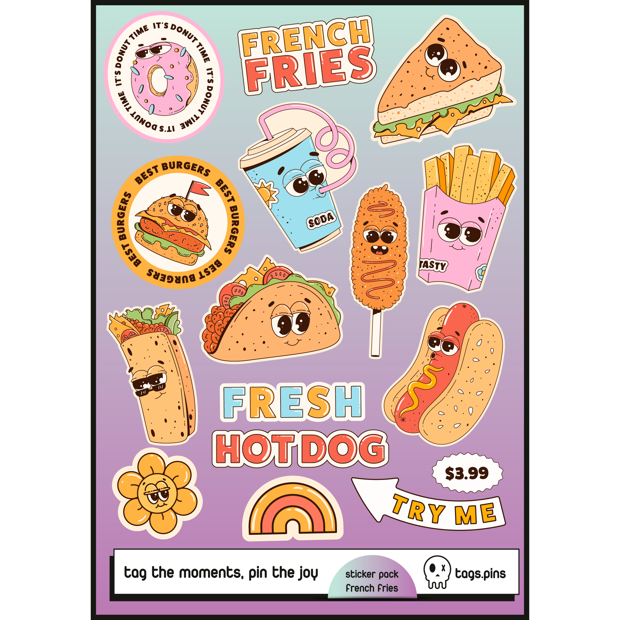 French Fries | 10'lu Sticker Seti
