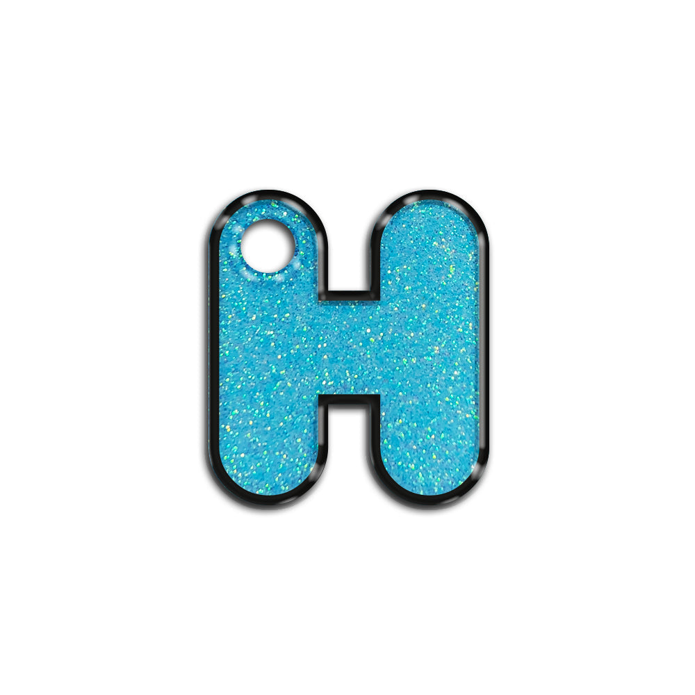 H Harfi Rounded Açık Mavi Glitter | İsimlik
