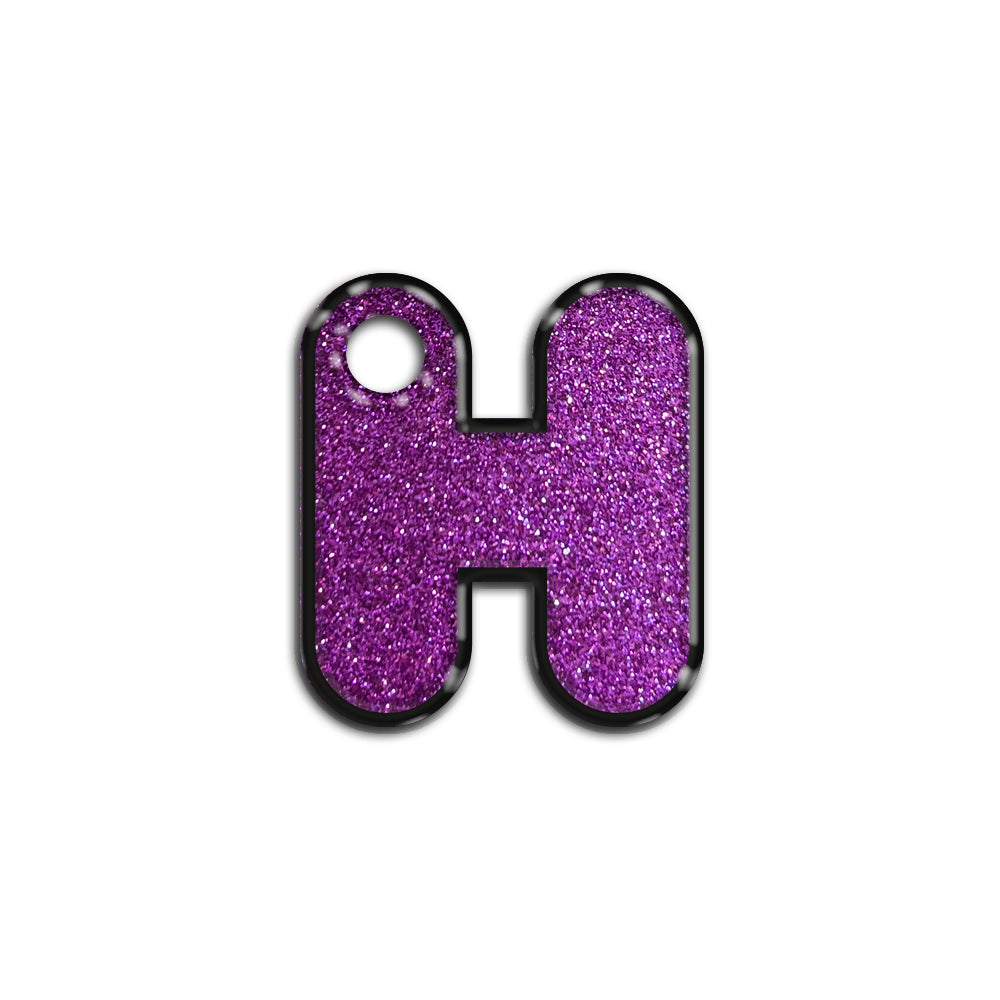 H Harfi Rounded Mor Glitter | İsimlik