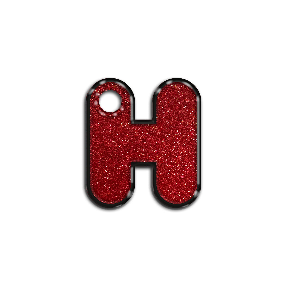 H Harfi Rounded Red Glitter | İsimlik