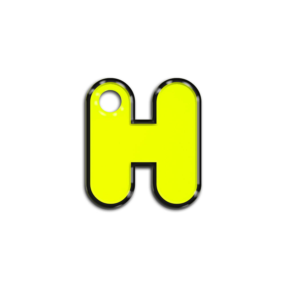 H Harfi Rounded Sarı Neon | İsimlik