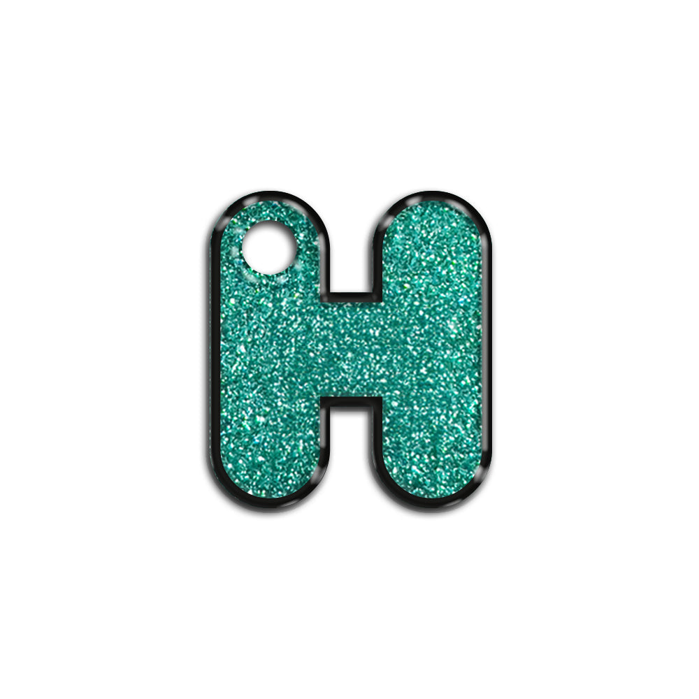 H Harfi Rounded Su Yeşil Glitter | İsimlik