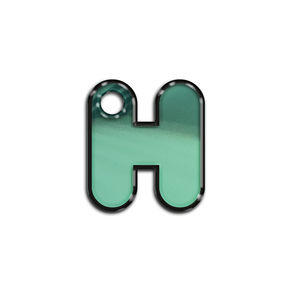 H Harfi Rounded Su Yeşil Metalik | İsimlik
