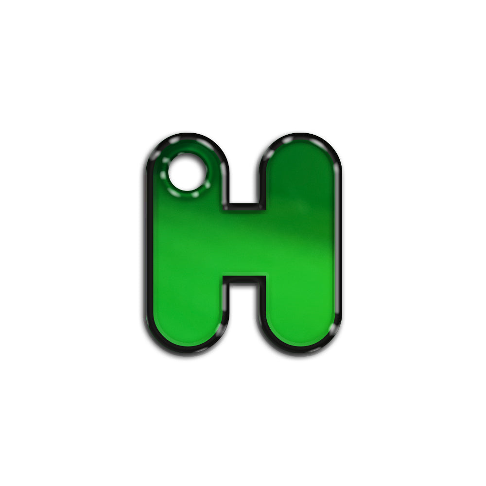H Harfi Rounded Yeşil Metalik | İsimlik