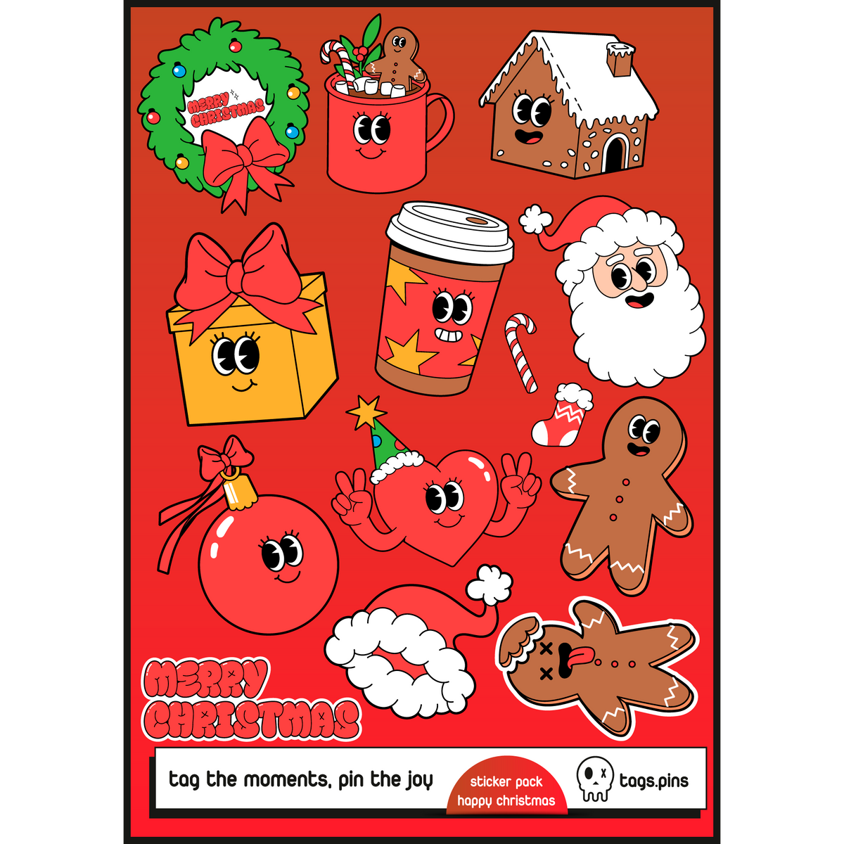 Happy Christmas | 10'lu Sticker Seti