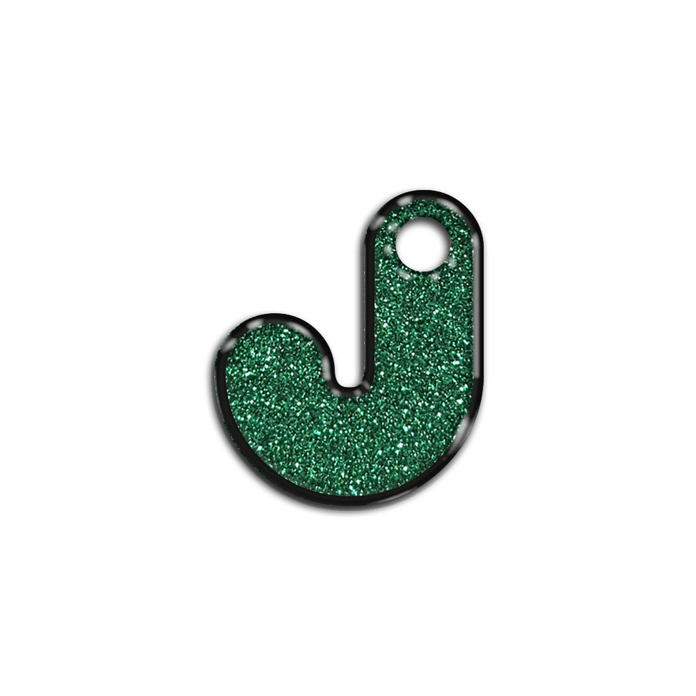 J Harfi Rounded Yeşil Glitter | İsimlik