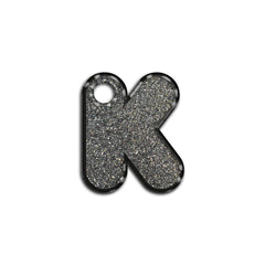 K Harfi Rounded Gri Glitter | İsimlik