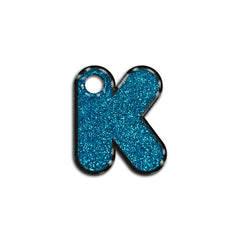 K Harfi Rounded Mavi Glitter | İsimlik