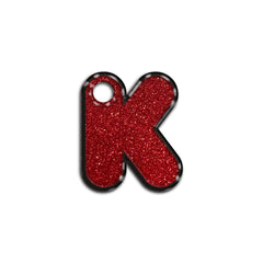 K Harfi Rounded Red Glitter | İsimlik