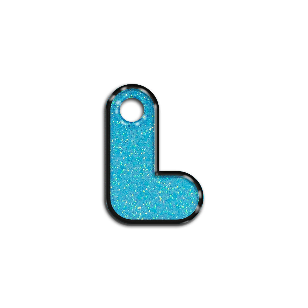 L Harfi Rounded Açık Mavi Glitter | İsimlik