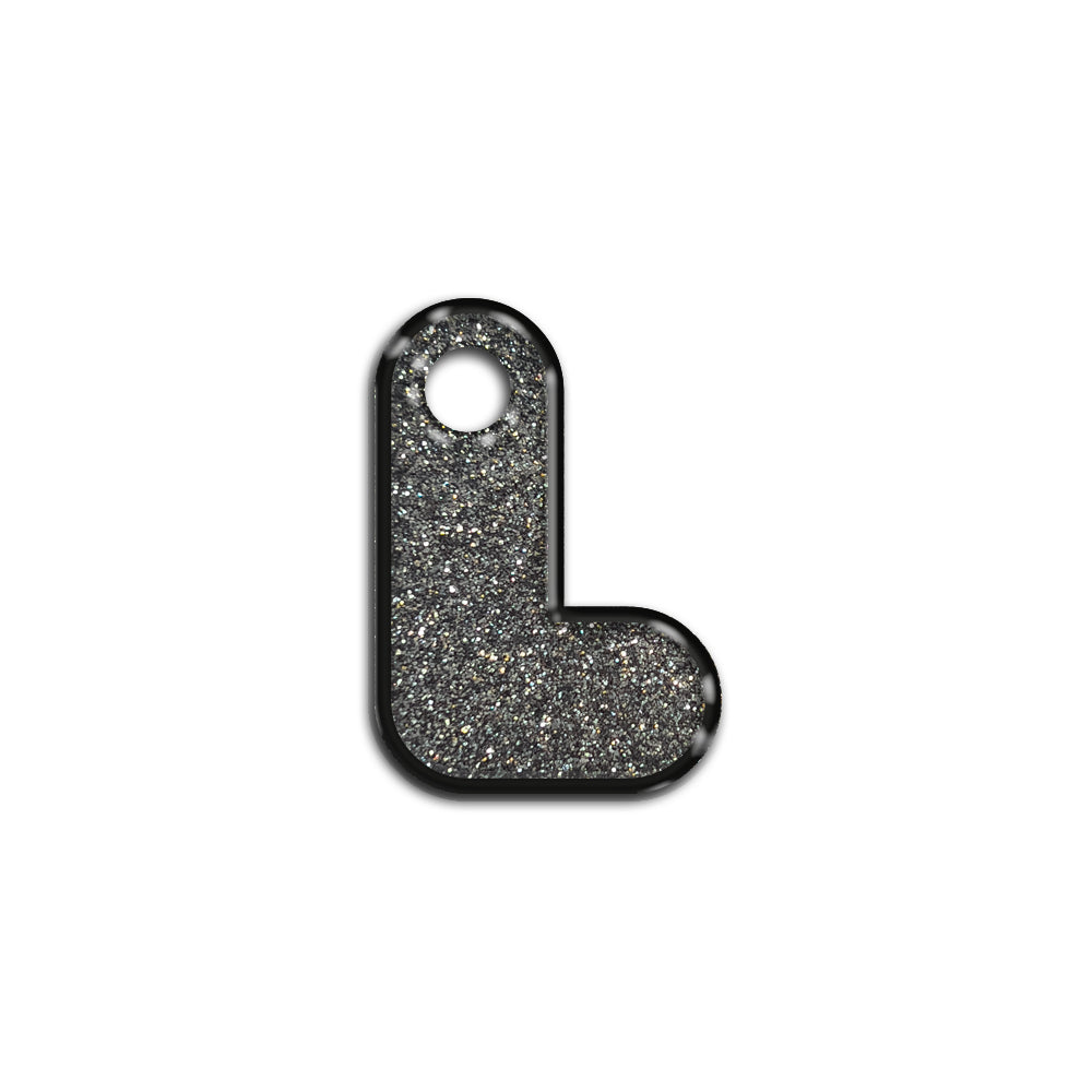 L Harfi Rounded Gri Glitter | İsimlik