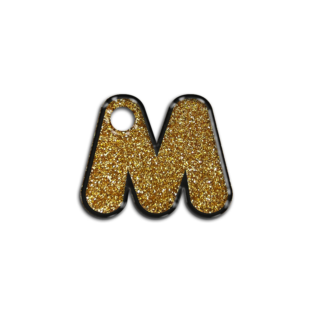 M Harfi Rounded Altın Glitter | İsimlik