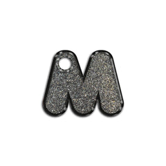 M Harfi Rounded Gri Glitter | İsimlik