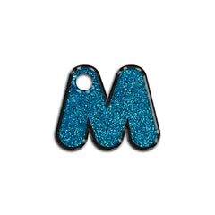 M Harfi Rounded Mavi Glitter | İsimlik