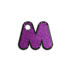 M Harfi Rounded Mor Glitter | İsimlik
