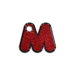 M Harfi Rounded Red Glitter | İsimlik