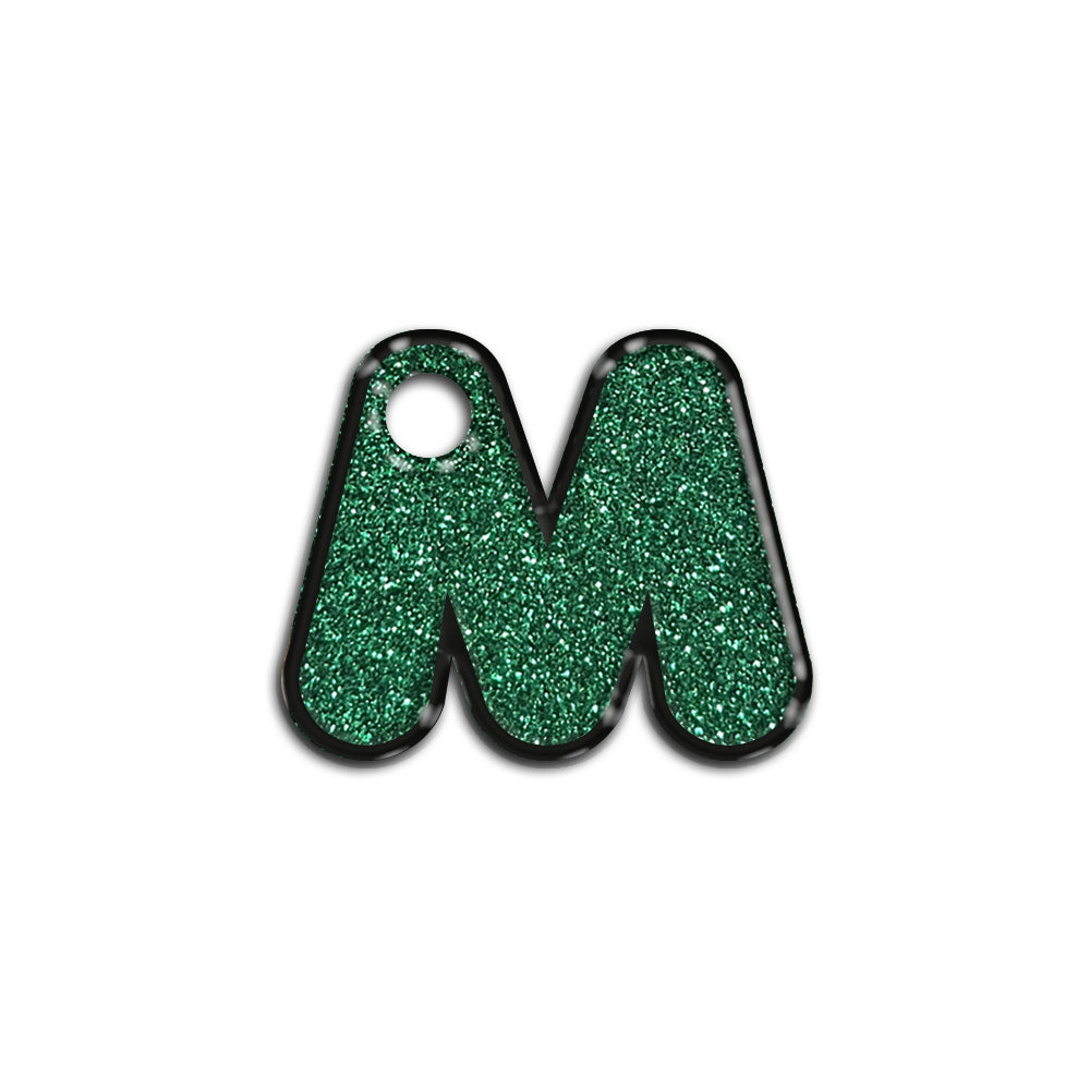 M Harfi Rounded Yeşil Glitter | İsimlik