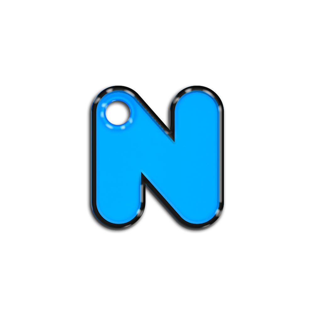 N Harfi Rounded Mavi Neon | İsimlik