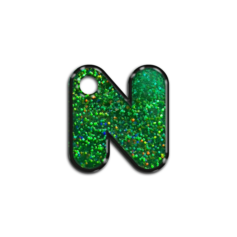 N Harfi Rounded Yeşil Holo | İsimlik
