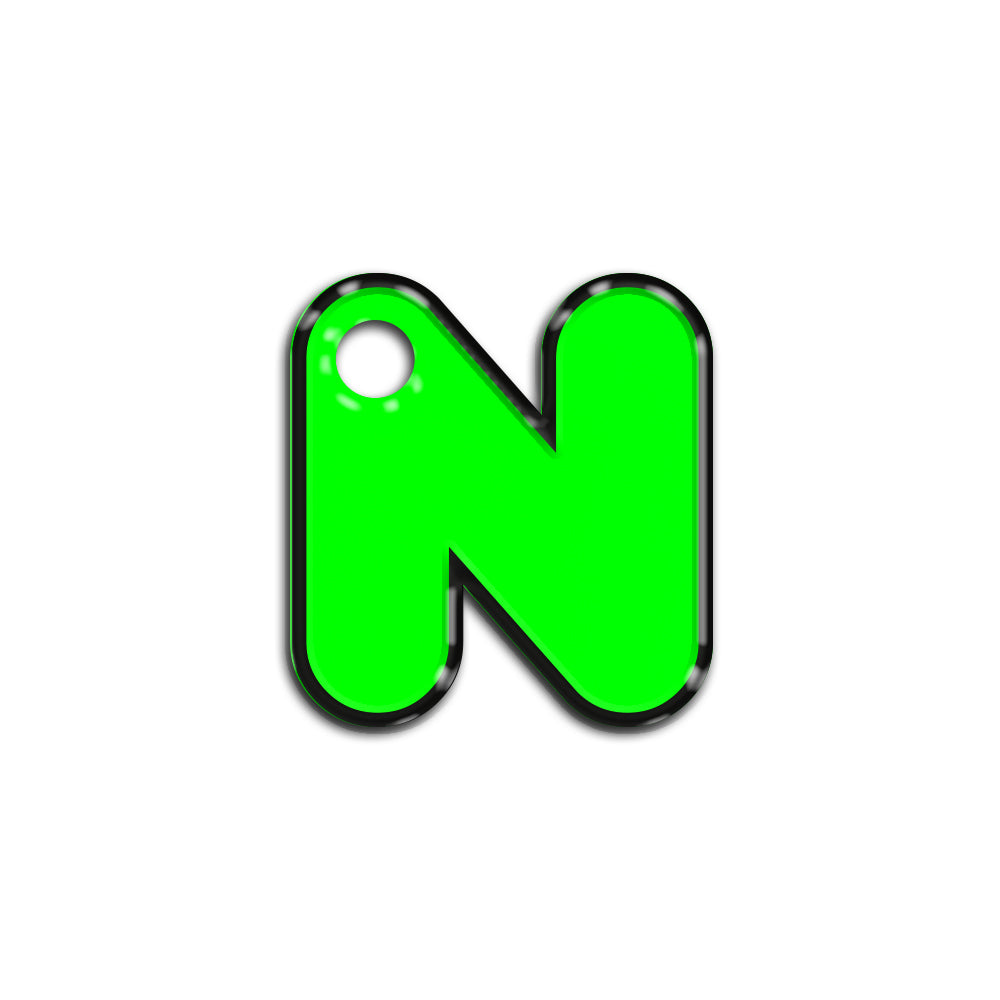 N Harfi Rounded Yeşil Neon | İsimlik