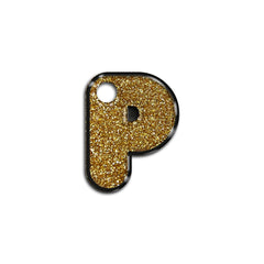 P Harfi Rounded Altın Glitter | İsimlik