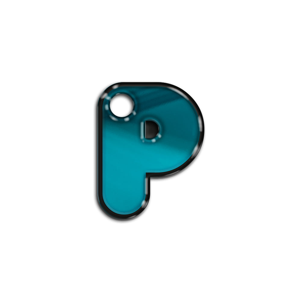 P Harfi Rounded Mavi Metalik | İsimlik