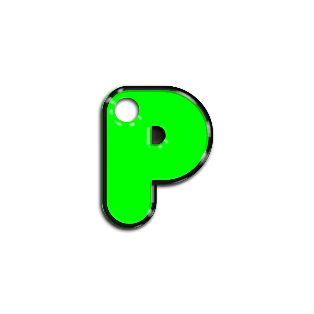 P Harfi Rounded Yeşil Neon | İsimlik