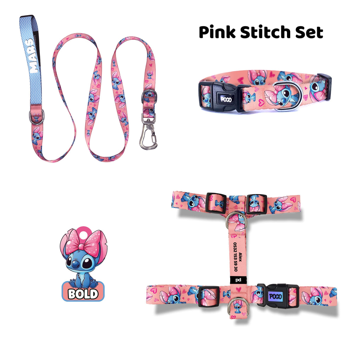 Pink Stitch | Tasma ve Künye Seti