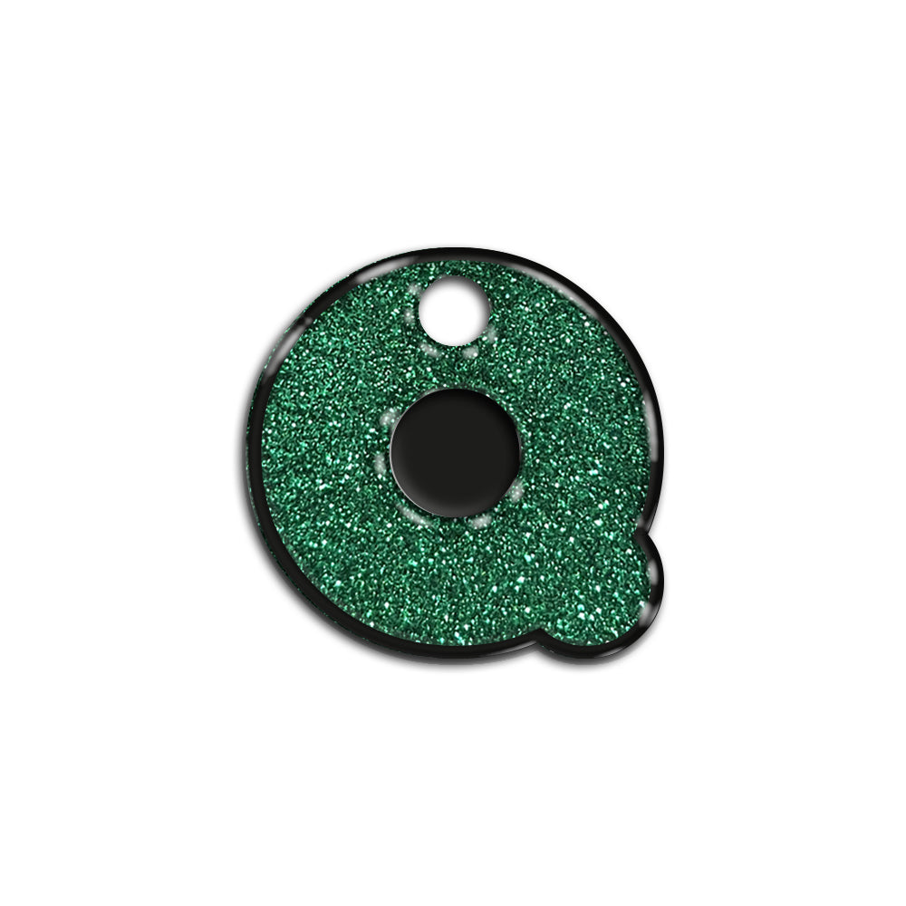 Q Harfi Rounded Yeşil Glitter | İsimlik
