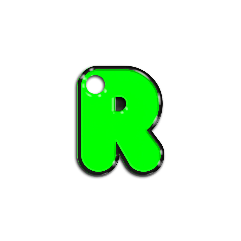 R Harfi Rounded Yeşil Neon | İsimlik