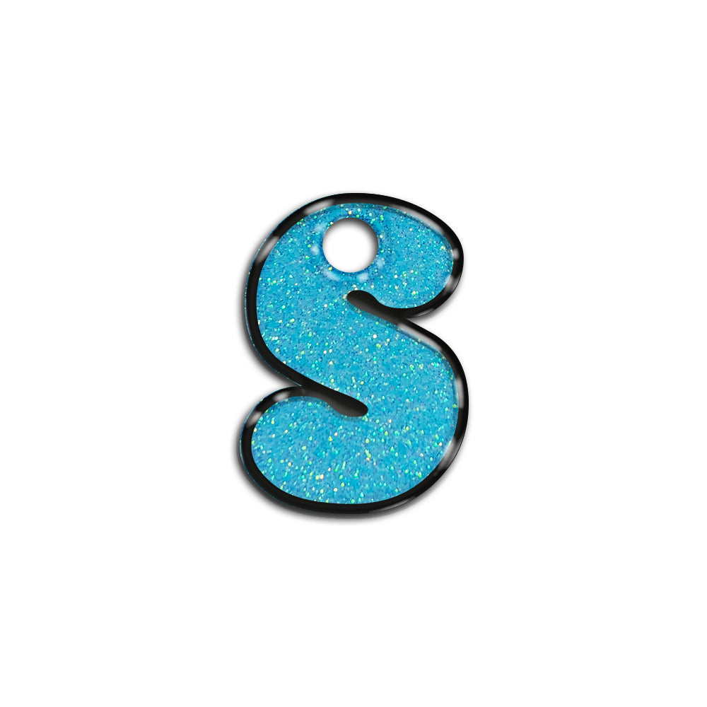 S Harfi Rounded Açık Mavi Glitter | İsimlik