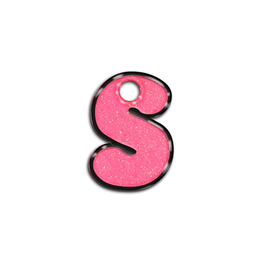 S Harfi Rounded Şeker Pembe Glitter | İsimlik
