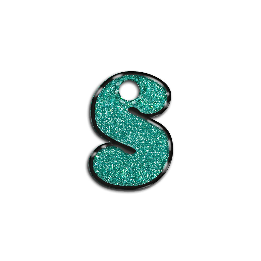 S Harfi Rounded Su Yeşil Glitter | İsimlik
