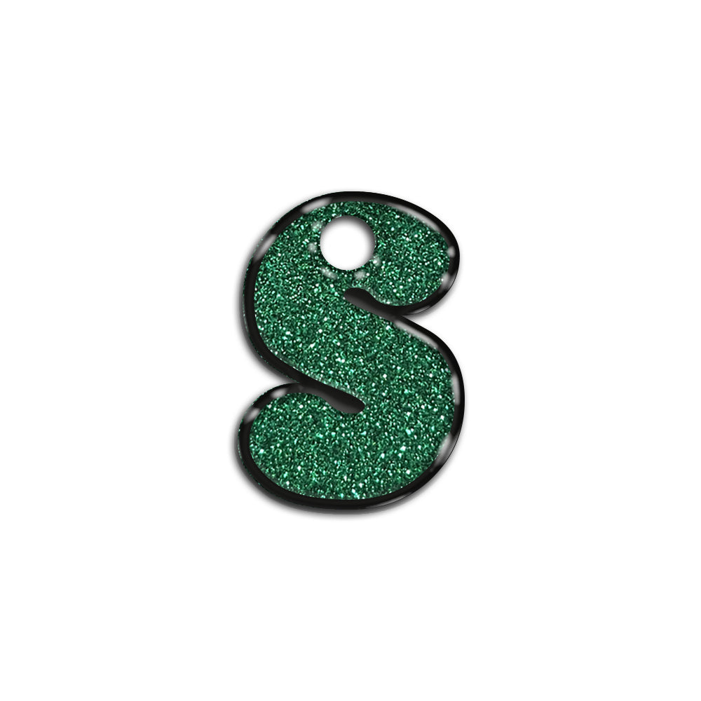 S Harfi Rounded Yeşil Glitter | İsimlik